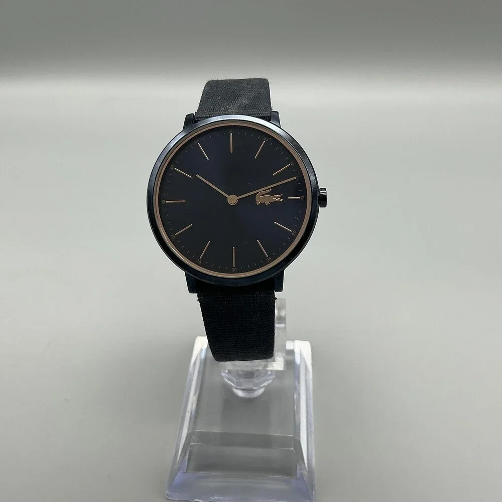 Lacoste Womens Watch 35mm Black Dial Leather Fabric 3 ATM New Battery